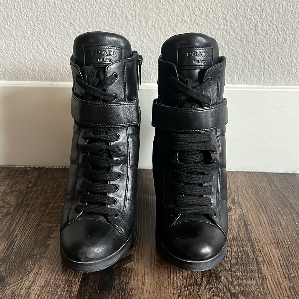 Prada Sport Leather Ankle Boots